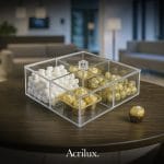 Caja de acrílico de 4 compartimentos