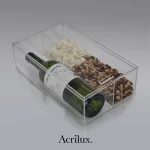Caja de acrílico para botella de vino y botana